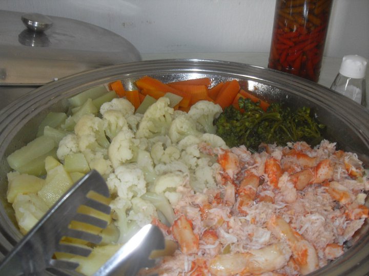 salada de lagosta com legumes