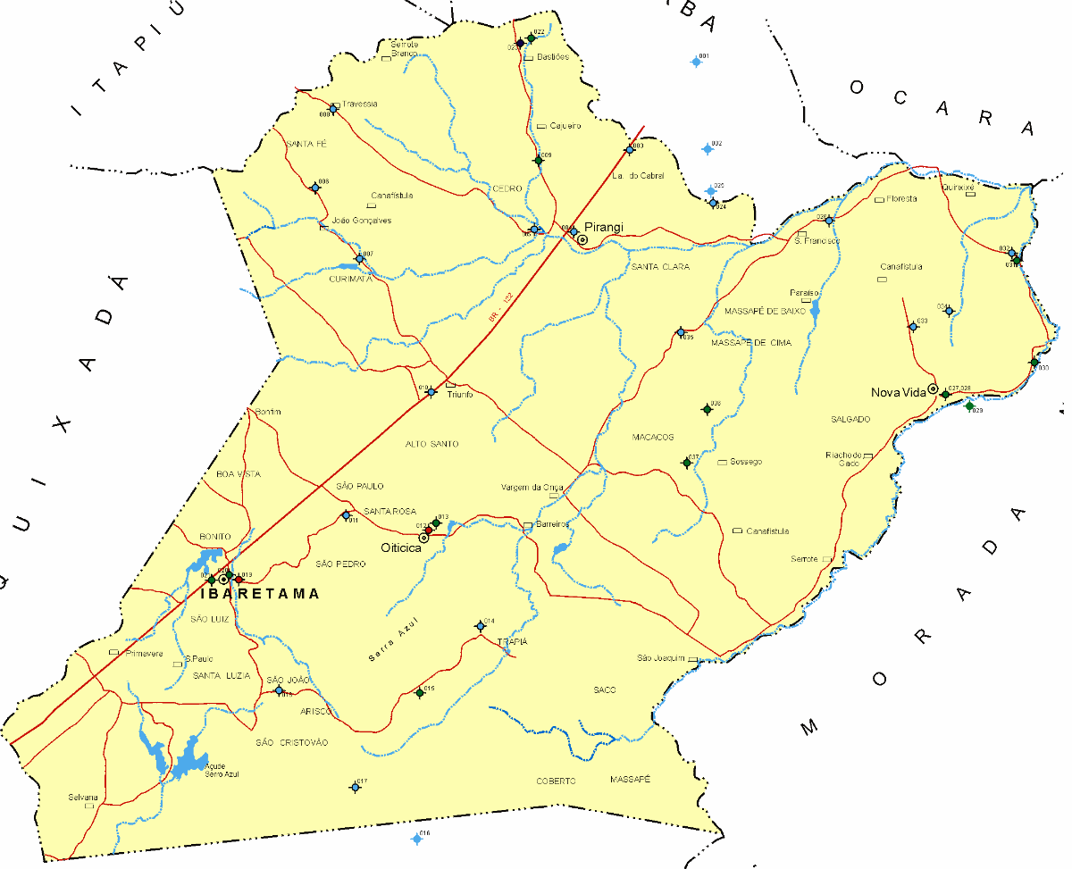 Mapa do município de Ibaretama-Ce