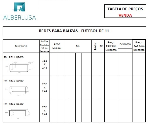 ALBERLUSA Redes para Balizas Futebol 11