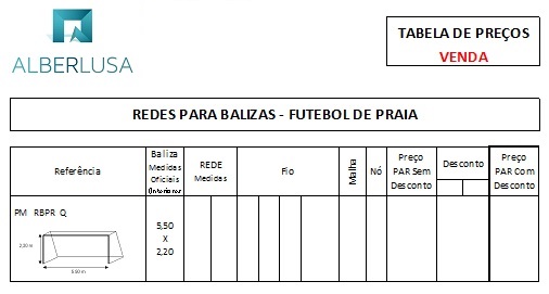 ALBERLUSA Redes para Balizas Futebol Praia