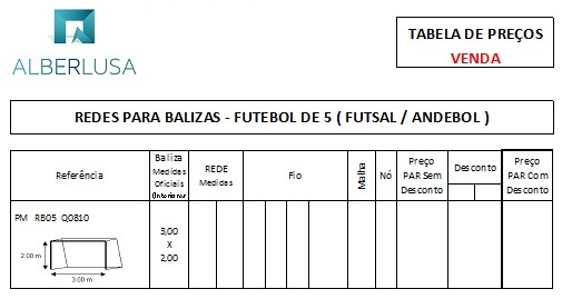 ALBERLUSA Redes para Balizas FUTSAL / ANDEBOL