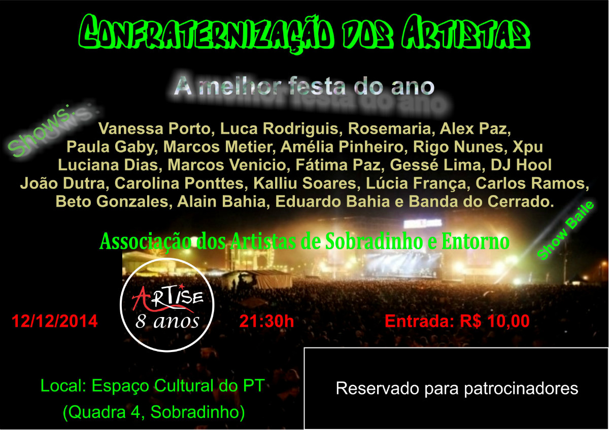 Show de artistas dia 12/12/2014