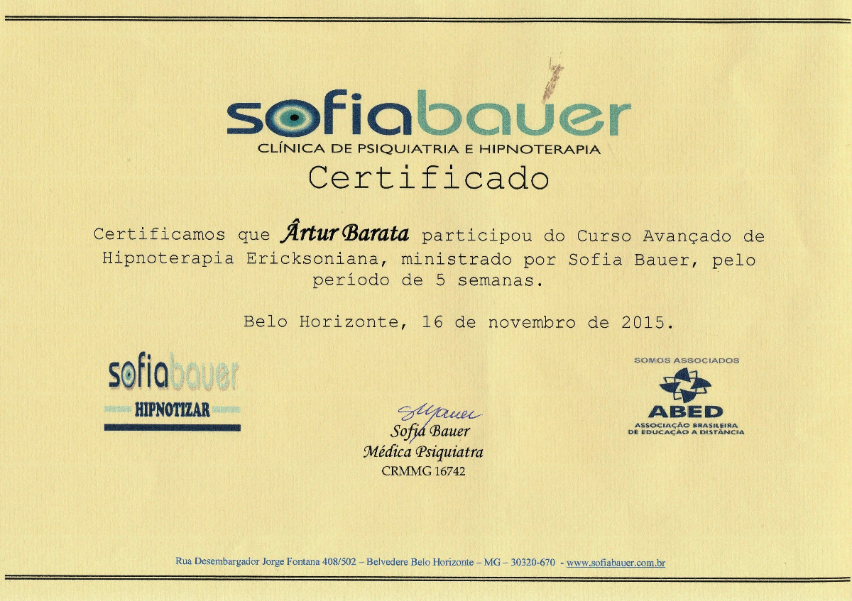 Certificado Sofia Bauer