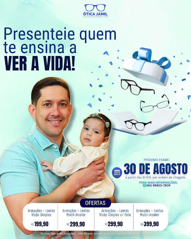 EXAME DE VISTA NA ÓTICA JAMIL - 30 DE AGOSTO