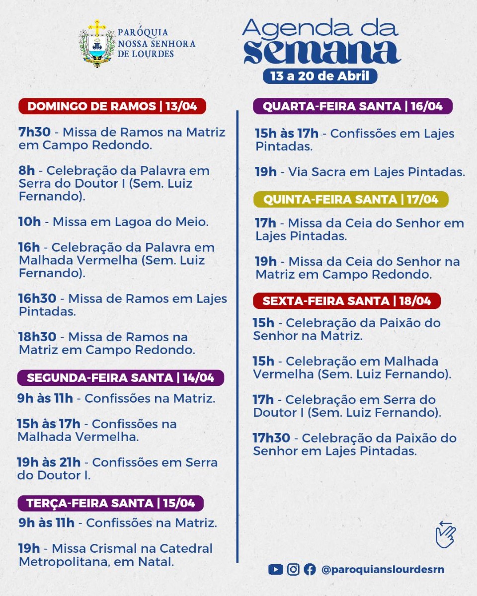 SEMANA SANTA DE 13 A 20 DE ABRIL DE 2025