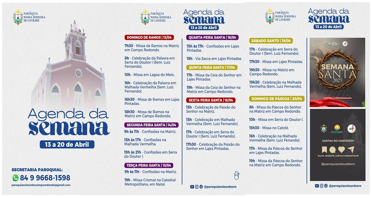 AGENDA PAROQUIAL DA SEMANA SANTA