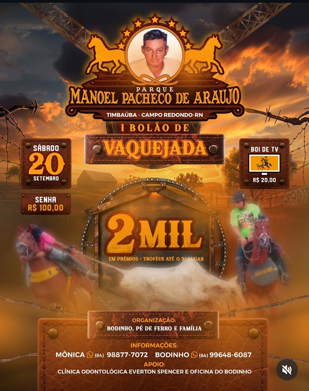 BOLÃO DE VAQUEJADA - PARQUE MANOEL PACHECO DE ARAÚJO