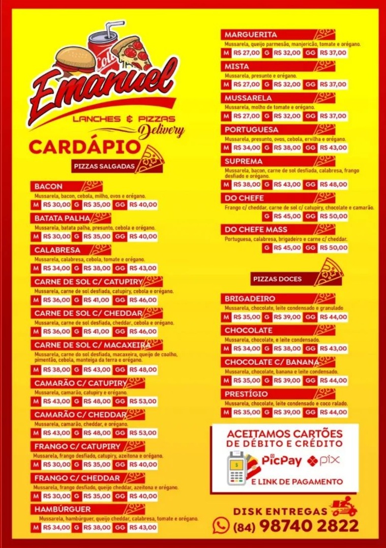 CARDÁPIO EMANUEL LANCHES