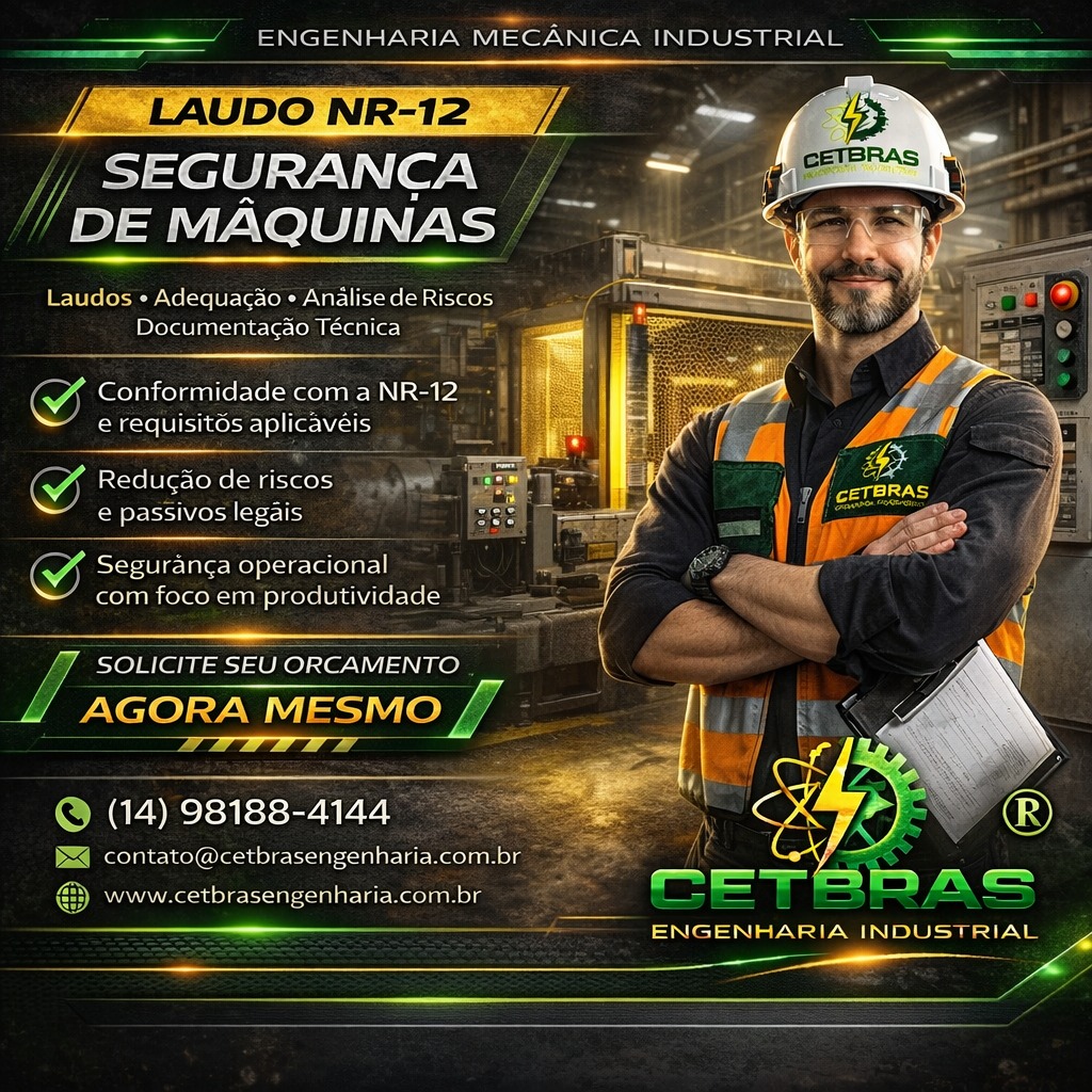 Laudo NR-12 Seguran&ccedil;a de M&aacute;quinas em Ja&uacute; 