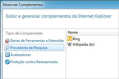 gerenciar complementos no Internet Explorer