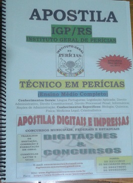 Apostila Concurso IGP RS 2017 Técnico em Perícias