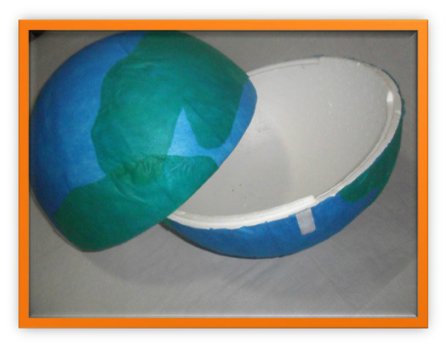 bola de isopor aberta