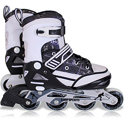 Patins In-Line Roller Premium-Abec Preto e Branco P (30-33) - Bel Sports