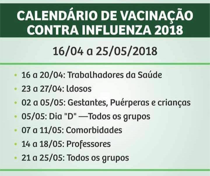 Calendário de vacinação