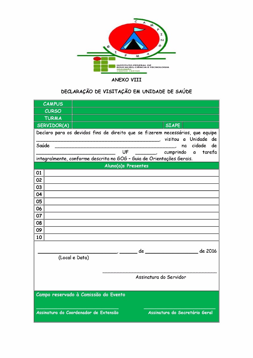 Formulário de Visita à Unidade de Saúde