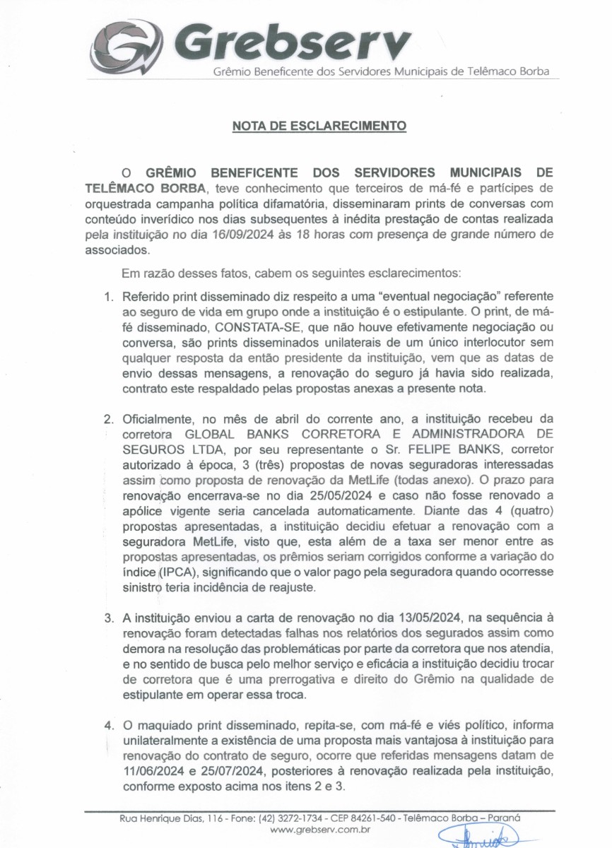 Nota Esclarecimento