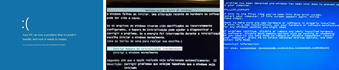 Telas de Erro do Windows