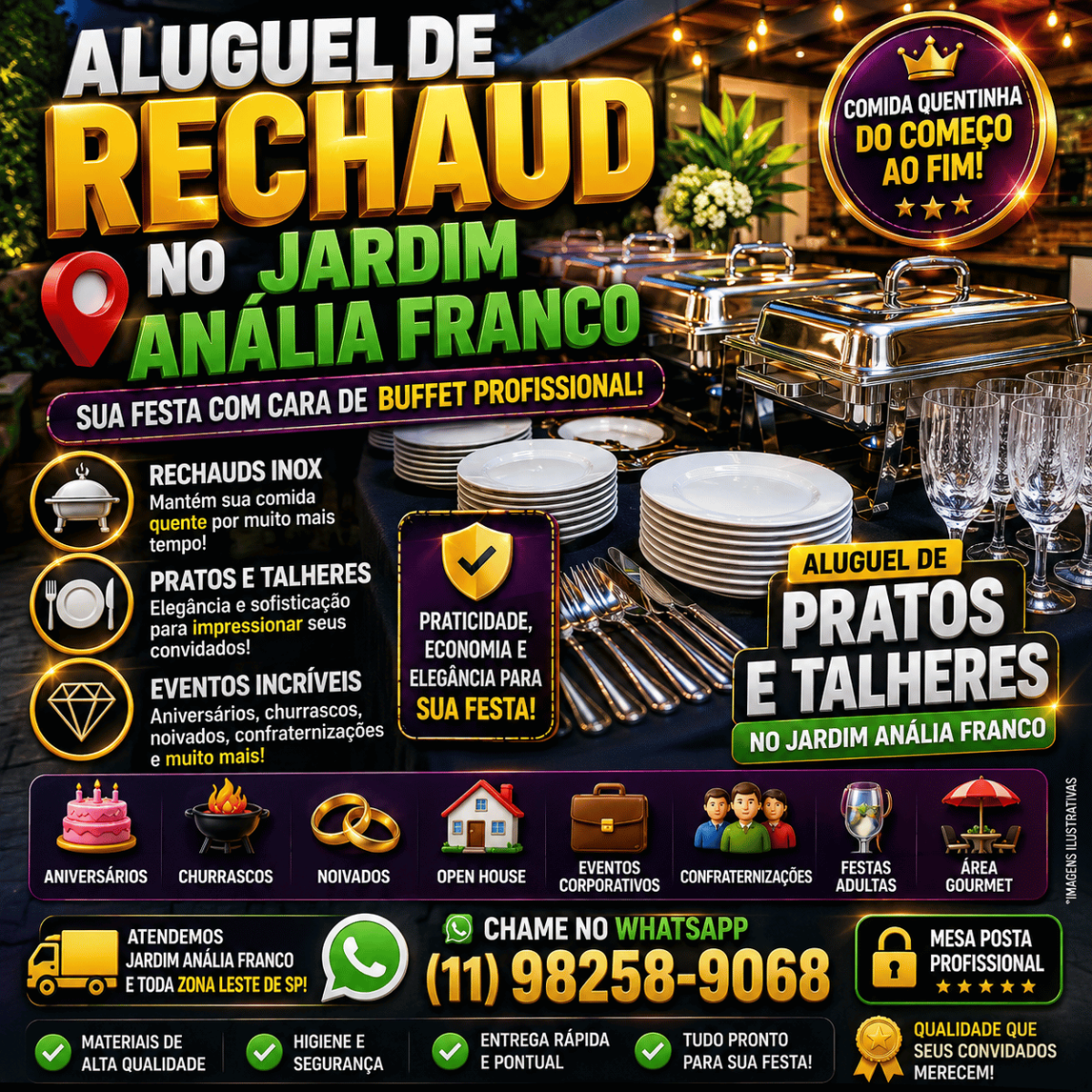 Aluguel de rechaud anália franco