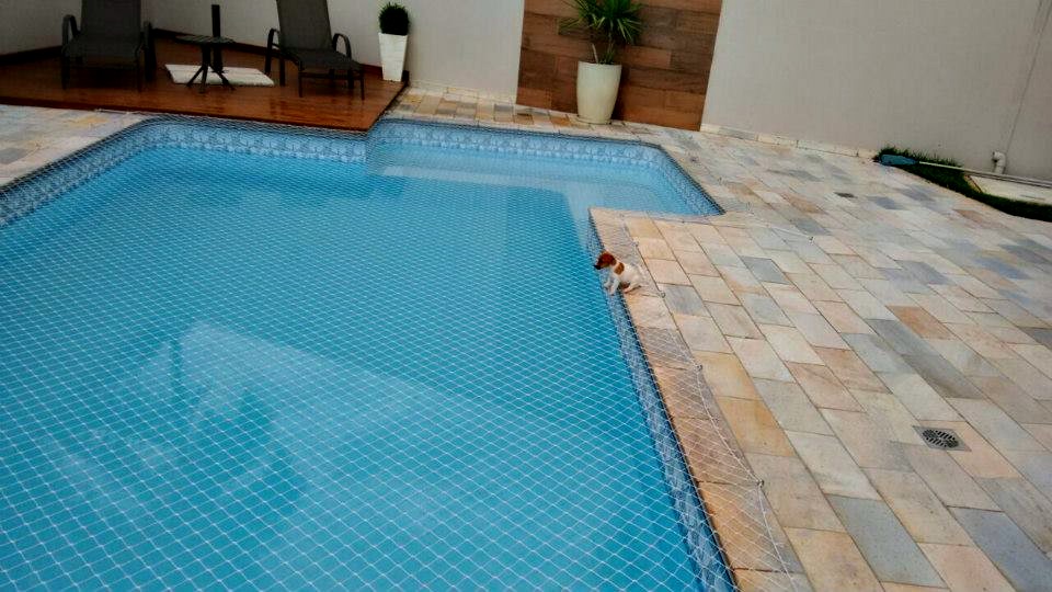 Tela de proteção em piscina