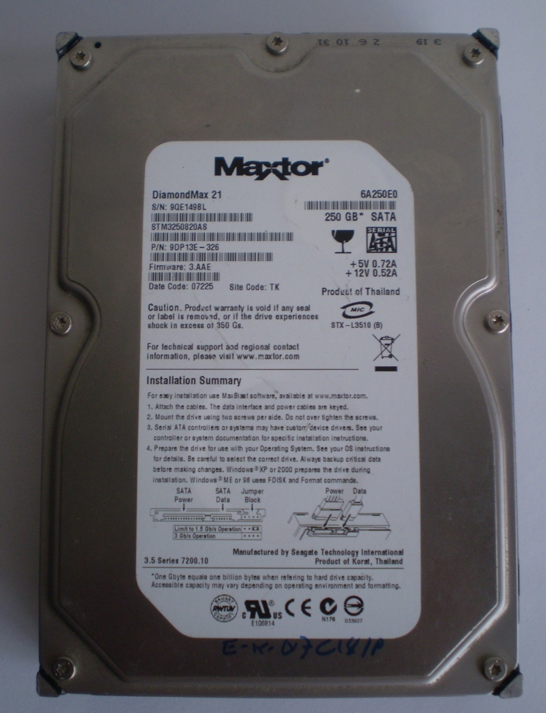 Disco Maxtor DiamondMax 21 250GB SATA