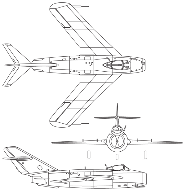 Mikoyan-Gurevich MiG-17 3-views
