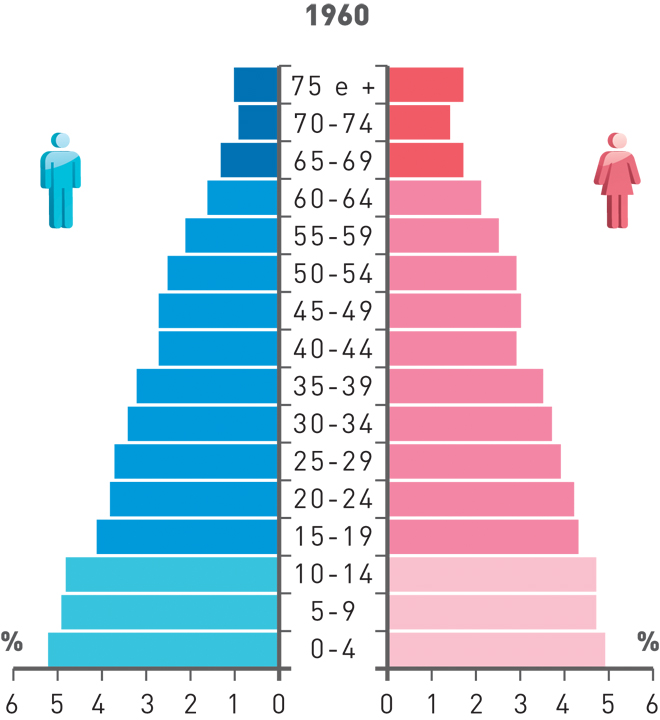 Pirâmide etária de Portugal - 1960.