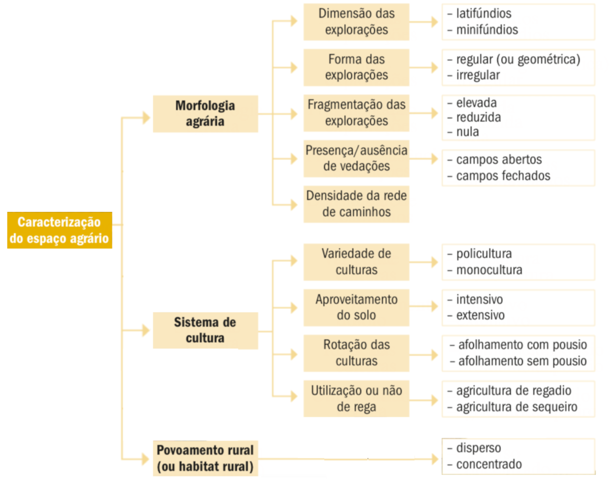 Principais elementos utilizados na caraterização do espaço agrário.