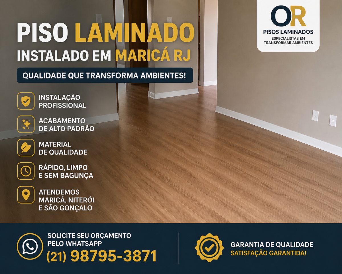 Piso laminado antes e depois em Maric&aacute; RJ