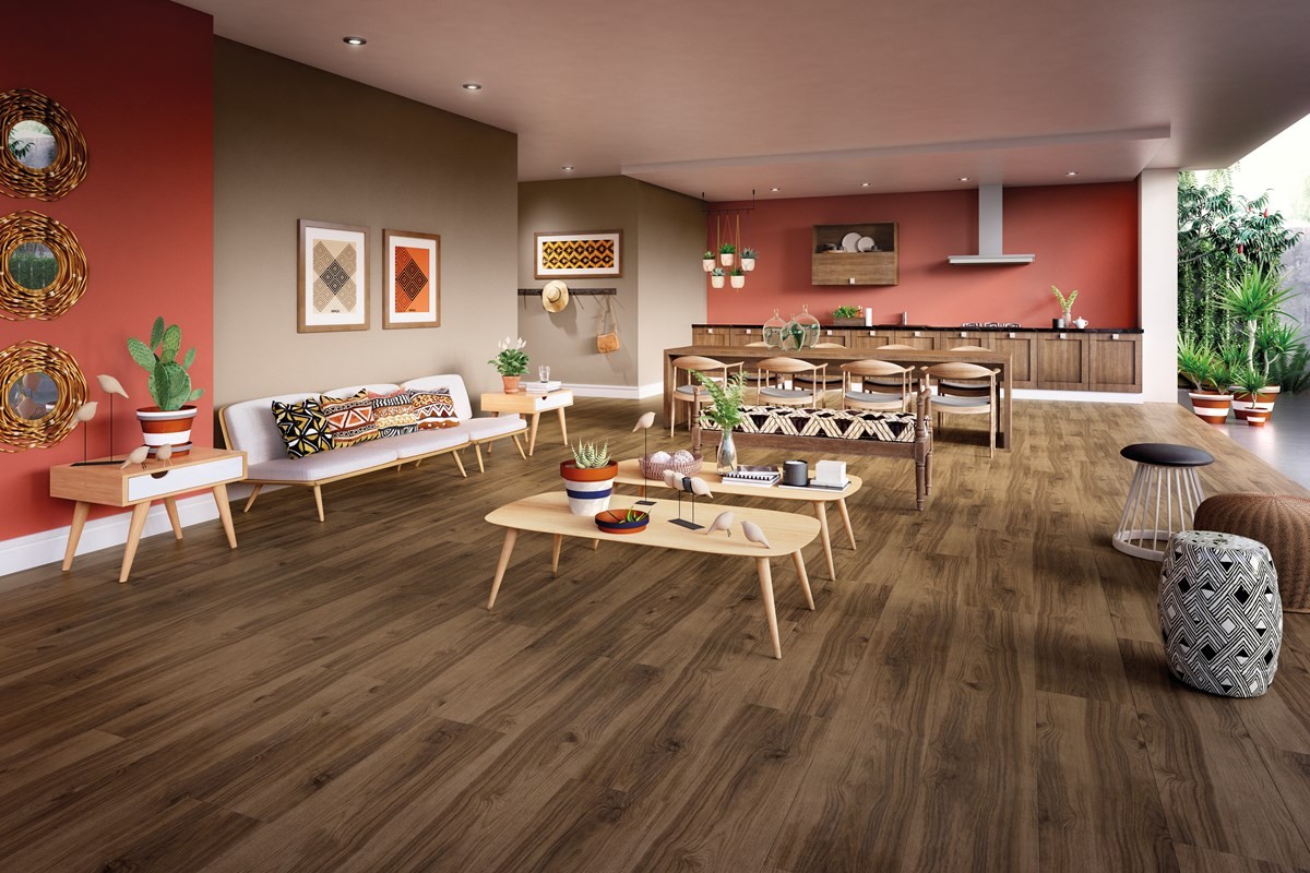 Ambiente sofisticado com piso laminado Smart Oak Eucafloor