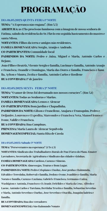 CONVITE DO TREZENÁRIO DE NOSSA SENHORA DE FÁTIMA