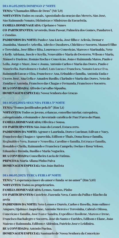 CONVITE DO TREZENÁRIO DE NOSSA SENHORA DE FÁTIMA