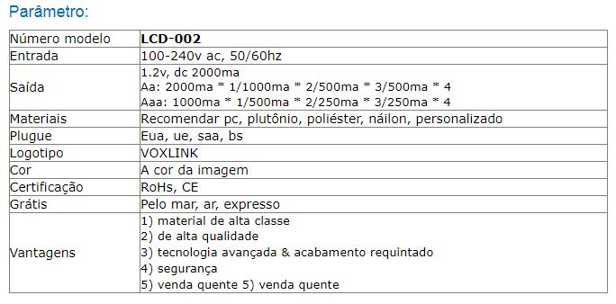 Carregador inteligente para pilhas AA/AAA