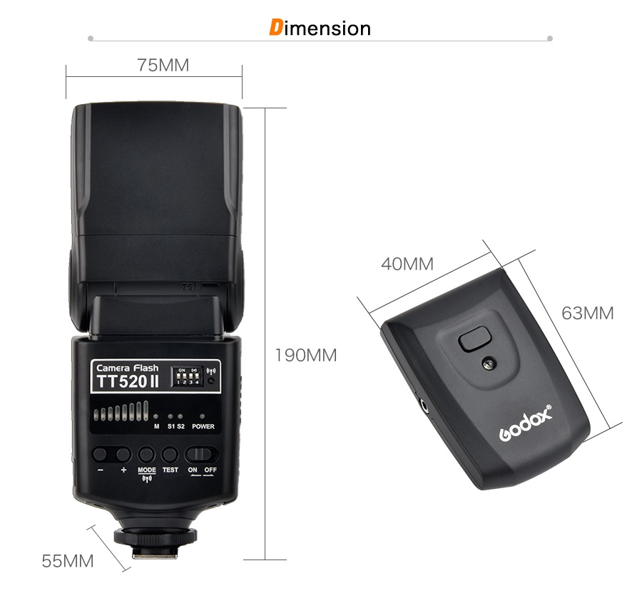 Godox câmera flash tt520ii para canon, nikon, pentax, olympus e câmeras dslr