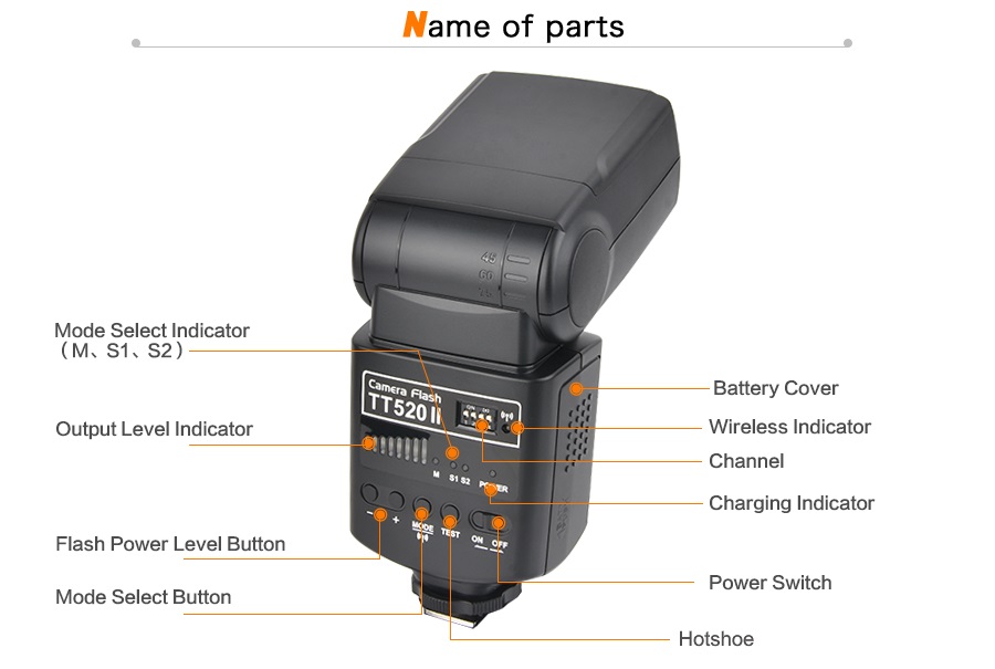 Godox câmera flash tt520ii para canon, nikon, pentax, olympus e câmeras dslr