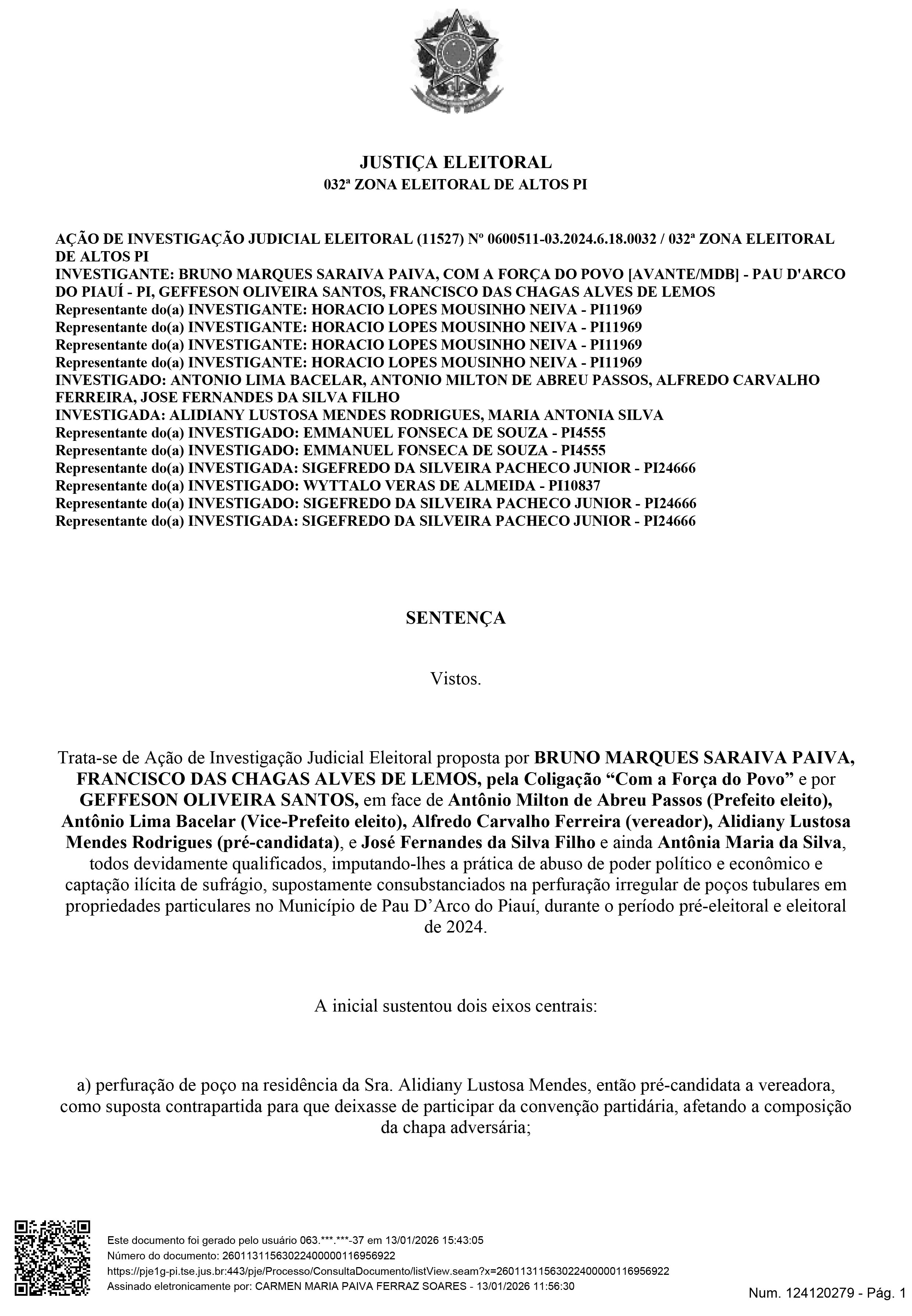 Justi&ccedil;a Eleitoral julga improcedente a&ccedil;&atilde;o contra prefeito de Pau D&rsquo;Arco