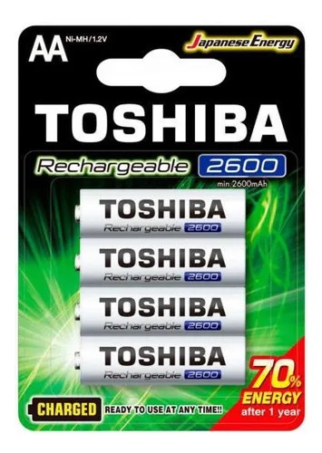 Pilha Recarregavel Aa 1,2v 2600mah Tnh6gae Toshiba - Com 4 unidades R$ 100,00