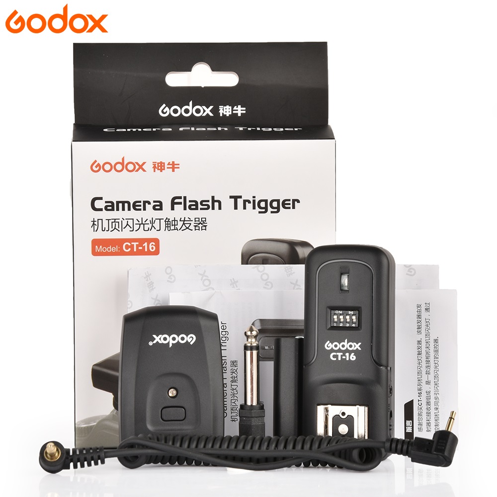 Rádio Flash Godox CT-16 16 canais, sem fio, com transmissor e receptor