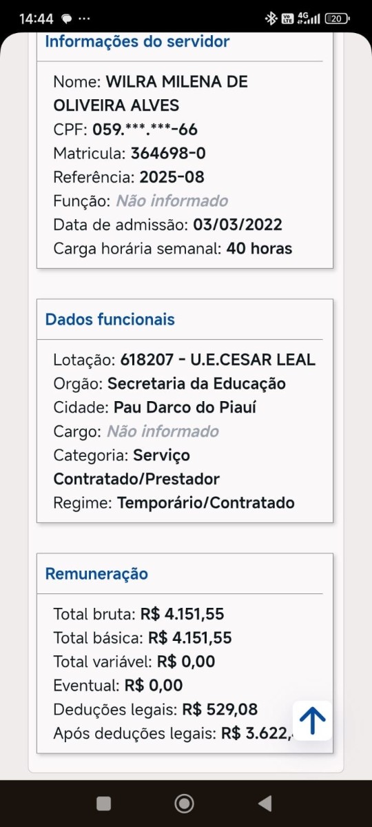 Secretária de Educação de Pau D’Arco é suspeita de receber sem trabalhar