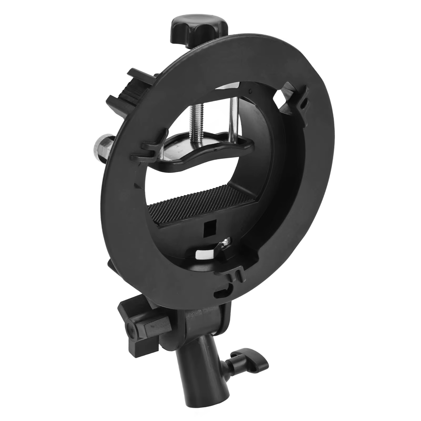 Suporte Tipo S para Montagem Bowens, Ideal para Flash Snoot, Softbox, Beauty Dish, Refletor e Guarda-Chuva.