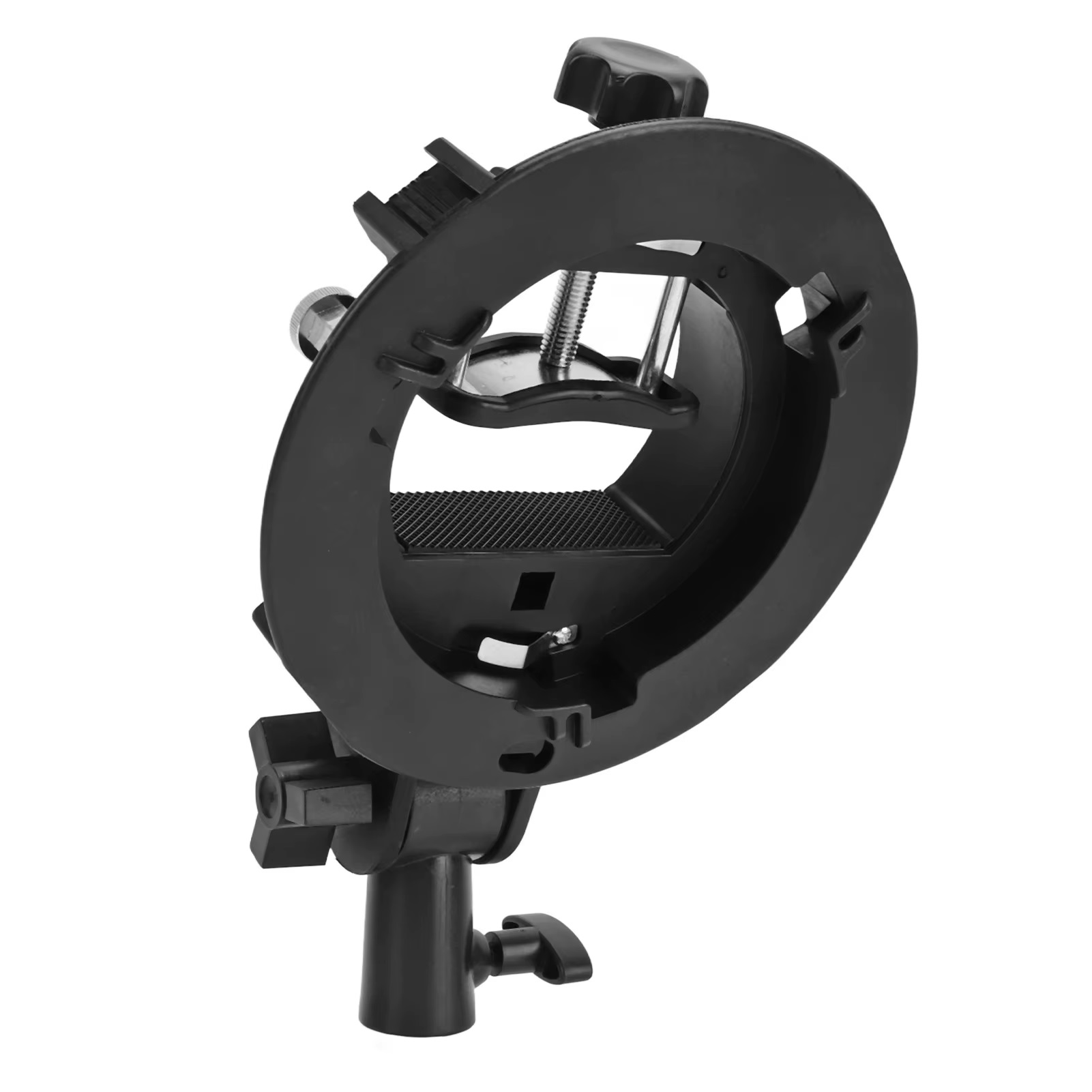 Suporte Tipo S para Montagem Bowens, Ideal para Flash Snoot, Softbox, Beauty Dish, Refletor e Guarda-Chuva.