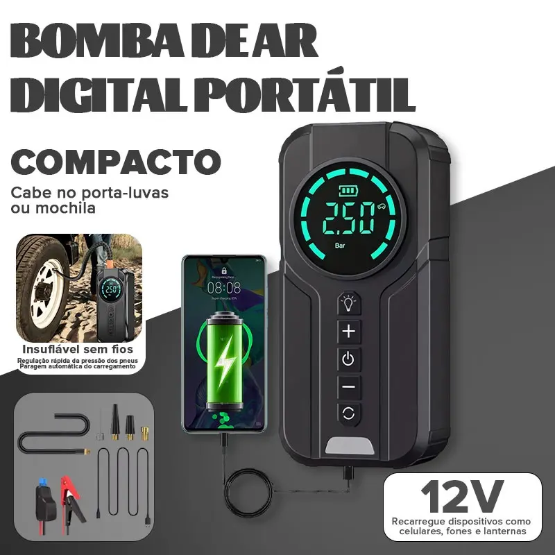 Bomba de Ar Port&aacute;til 4 em 1