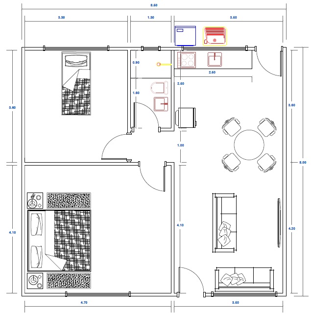 Planta casa 2 dormitórios kit isotérmico