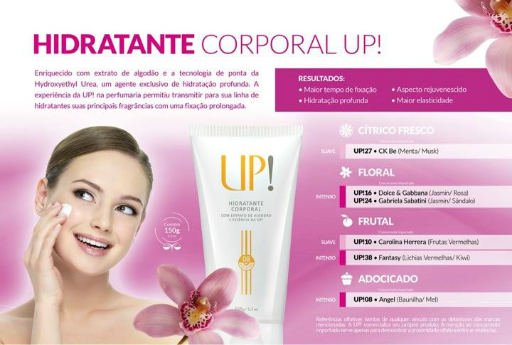 Hidratantes Corporais da UP! com 6 tipos Fragrâncias!!