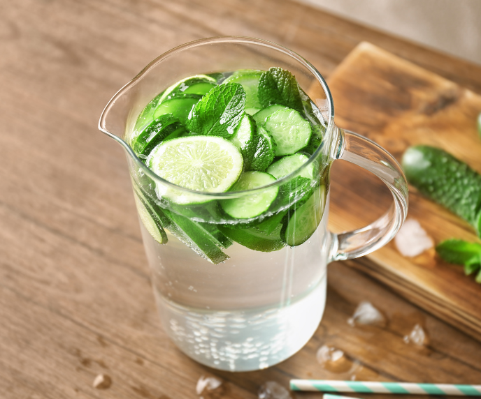 Foto de copo de &aacute;gua saborizada