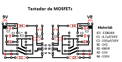 Testador de Mosfet - Placa