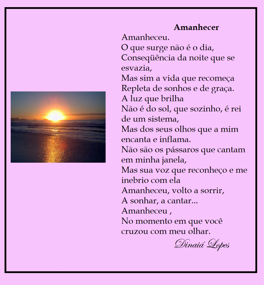 amanhecer e texto