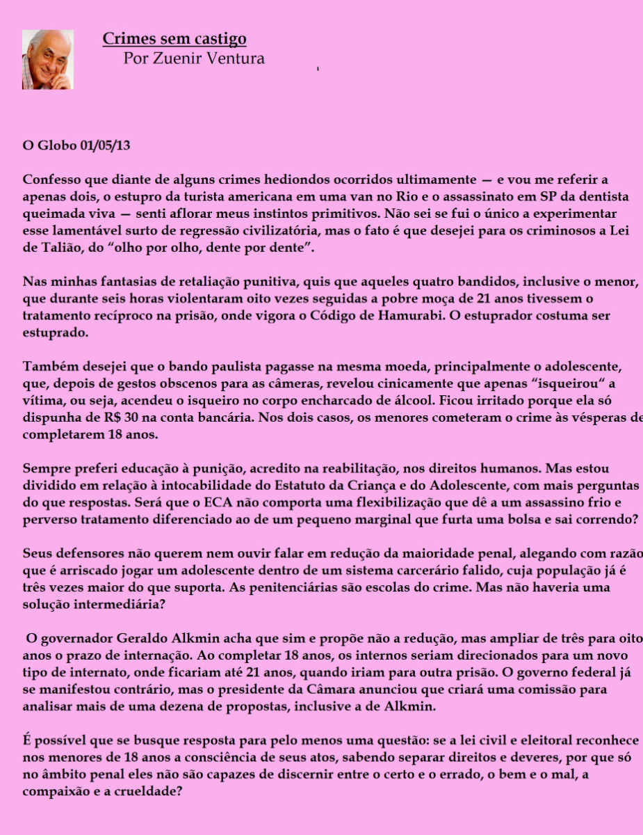 Texto de Zuenir Ventura