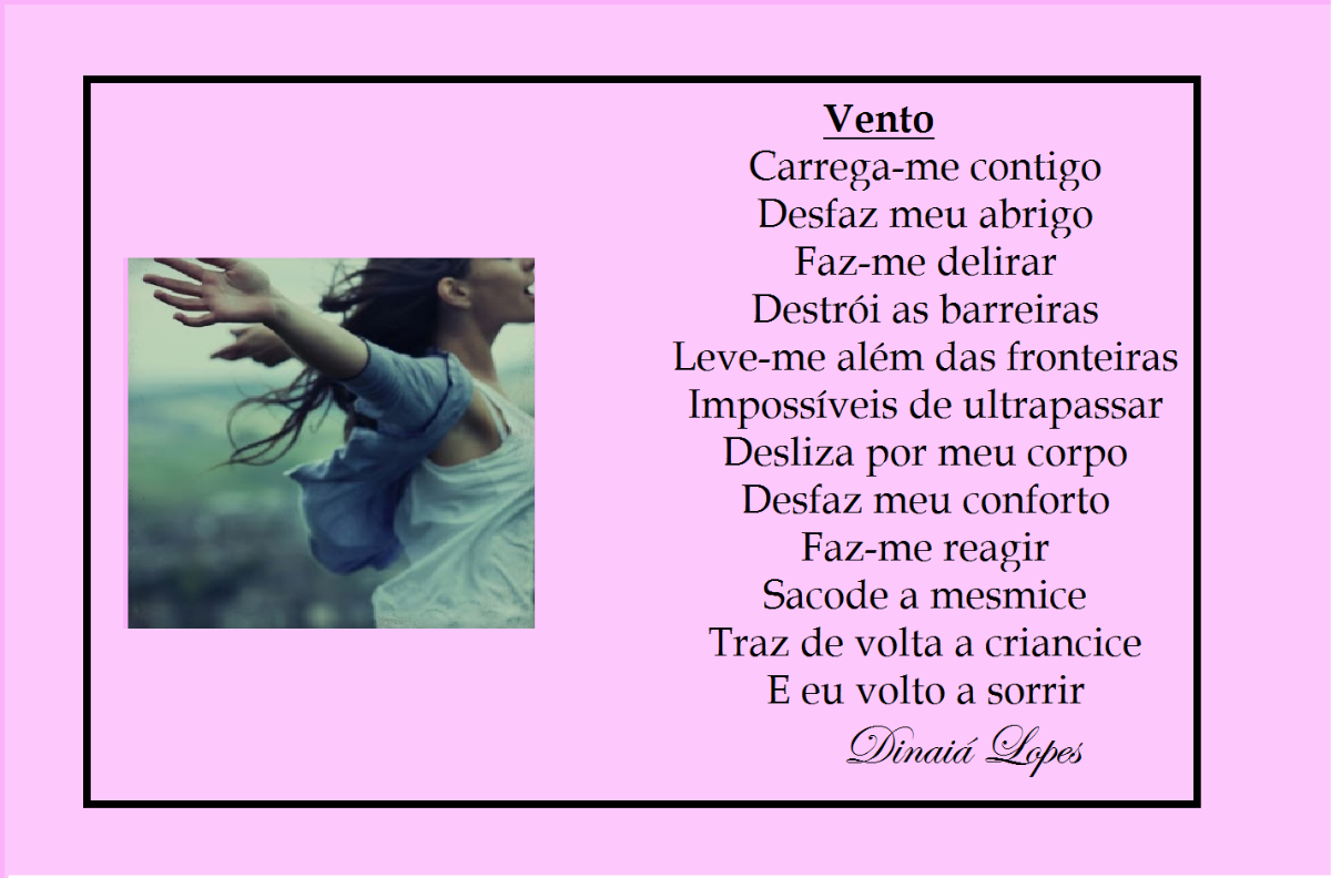 mulher ao vento e texto